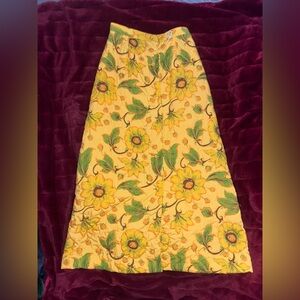 Vintage 70s Floral Skirt Maxi Floor Length Quilted Charles and Co Novelty